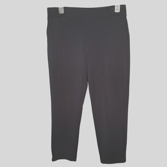 Pure Jill Affinity Medium French Terry Slim Gray Crop Pants Comfortable Casual - Picture 1 of 16